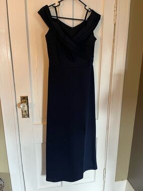 Elegant, Dark Navy Off-Shoulder Women's Dress, Size 8